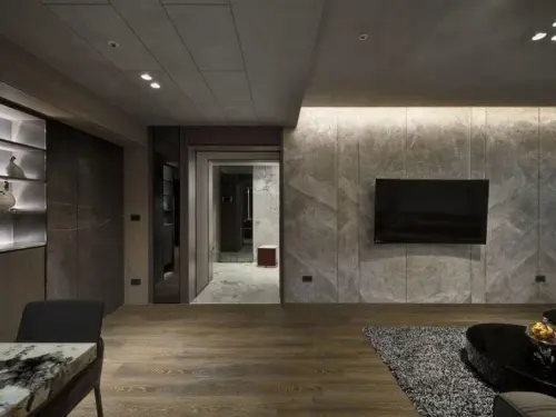 電視牆面設計｜實際案例 永鼎帝京-W宅｜原色石材