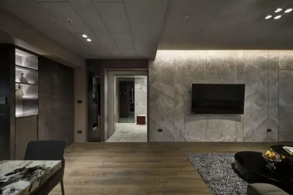 電視牆面設計｜實際案例 永鼎帝京-W宅｜原色石材